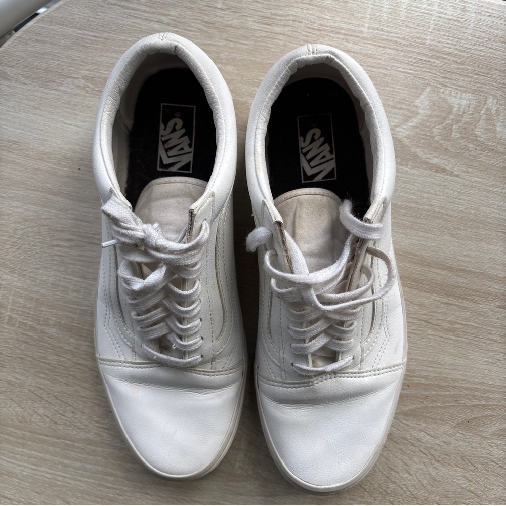 Vans Men's White Leather Sneakers - Picture 4 of 8